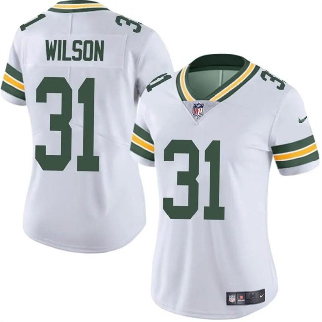 Women's Green Bay Packers #31 Emanuel Wilson White Vapor Untouchable Limited Stitched Jersey(Run Small)