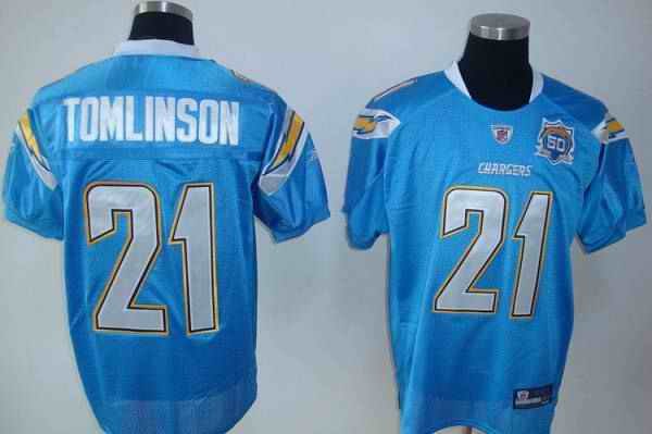 Chargers #21 LaDainian Tomlinson Baby Blue Team 50TH Patch Stitched Youth NFL Jersey