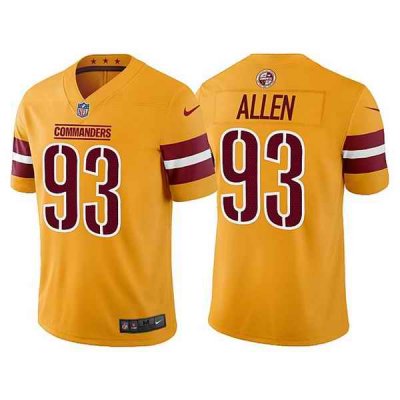 Men's Washington Commanders #93 Jonathan Allen Gold Vapor Untouchable Stitched Football Jersey