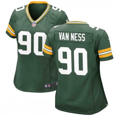 Women's Green Bay Packers #90 Lukas Van Ness Green 2023 Draft Stitched Game  Jersey(Run Small)