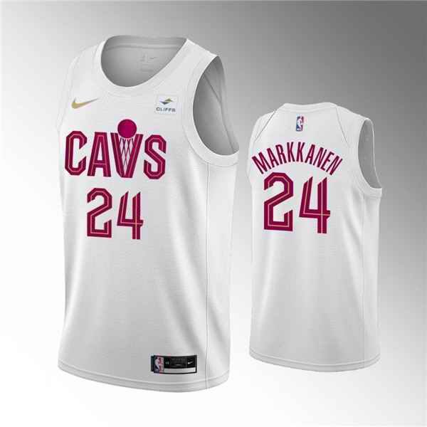 Men's Cleveland Cavaliers #24 Lauri Markkanen Association Edition Stitched Basketball Jersey