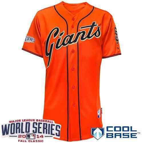 Giants Blank Orange Cool Base W/2014 World Series Patch Stitched MLB Jersey