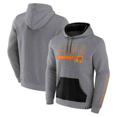 Men's Phoenix Suns Heathered Gray Off The Bench Color Block  Pullover Hoodie