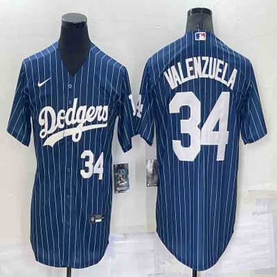 Men's Los Angeles Dodgers #34 Toro Valenzuela Navy Cool Base Stitched Baseball Jersey