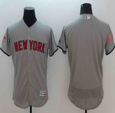 Yankees Blank Grey Fashion Stars & Stripes Flexbase Authentic Stitched MLB Jersey