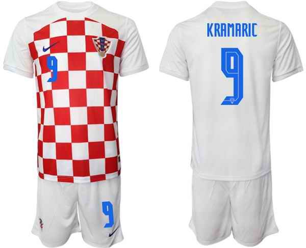 Men's Croatia #9 Kramaric White Home Soccer Jersey Suit