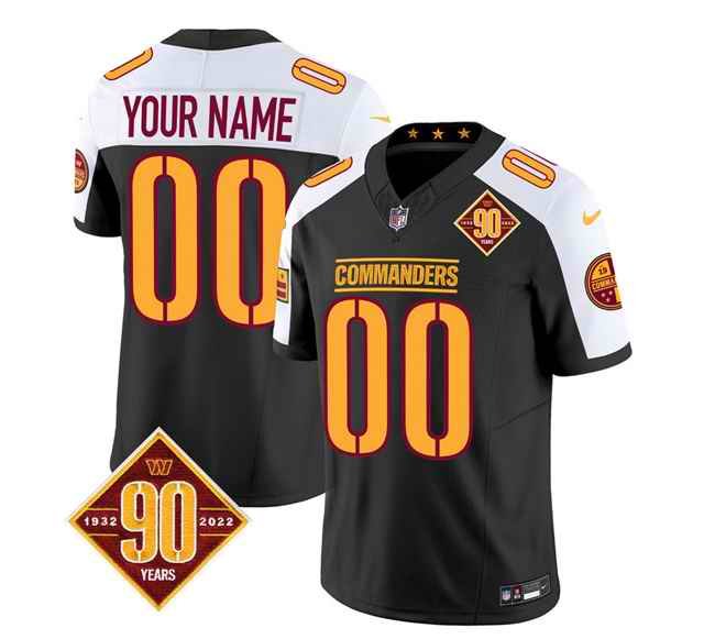 Men's Washington Commanders Active Player Custom Black/White 2023 F.U.S.E. 90th Anniversary Vapor Limited Stitched Football Jersey