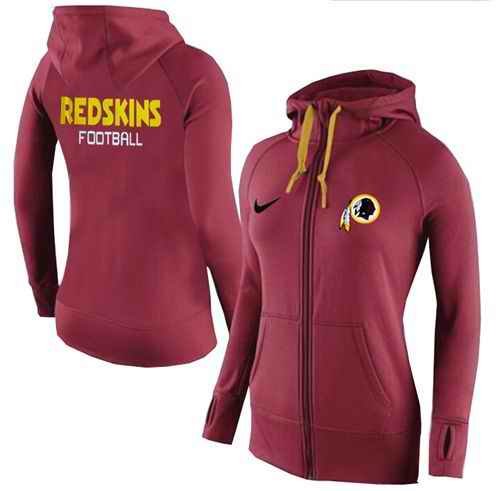 Women's Nike Washington Redskins Full-Zip Performance Hoodie Red_1