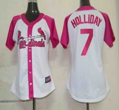 Cardinals #7 Matt Holliday White/Pink Women's Splash Fashion Stitched MLB Jersey