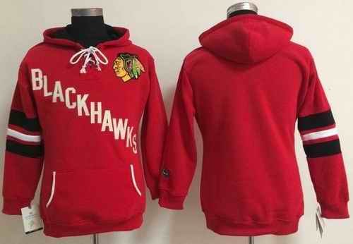 Chicago Blackhawks Blank Red Women's Old Time Heidi NHL Hoodie