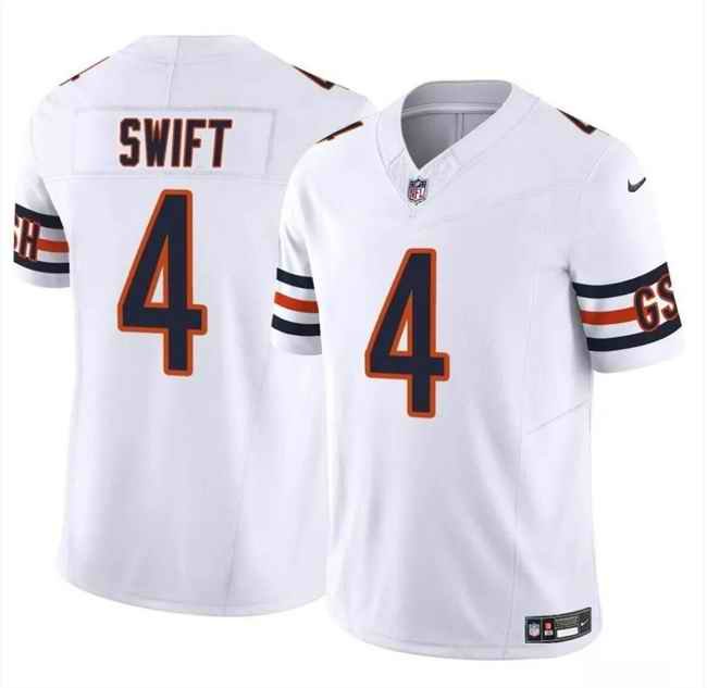 Men's Chicago Bears #4 D'Andre Swift White 2023 F.U.S.E. Vapor Stitched Football Jersey