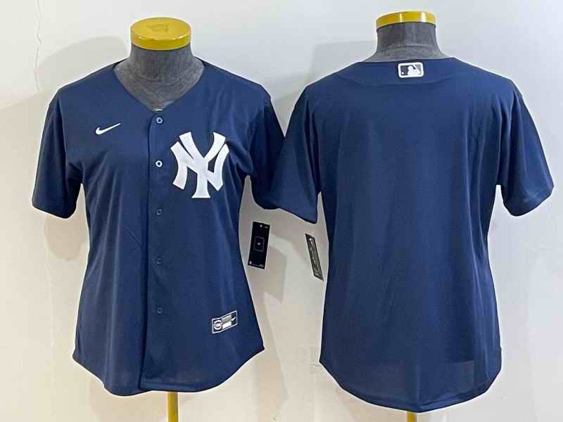 Women's New York Yankees Blank Navy Stitched Baseball Jersey(Run Small)