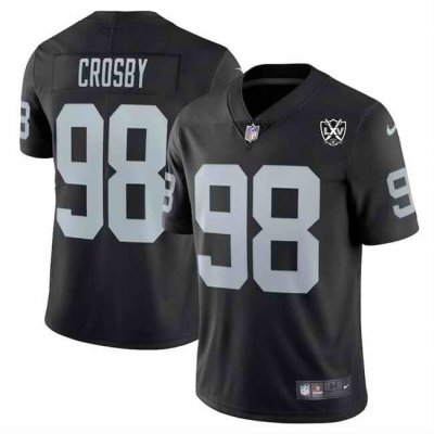 Men's Las Vegas Raiders #98 Maxx Crosby Black 2024 65th Anniversary Patch Vapor Stitched Football Jersey