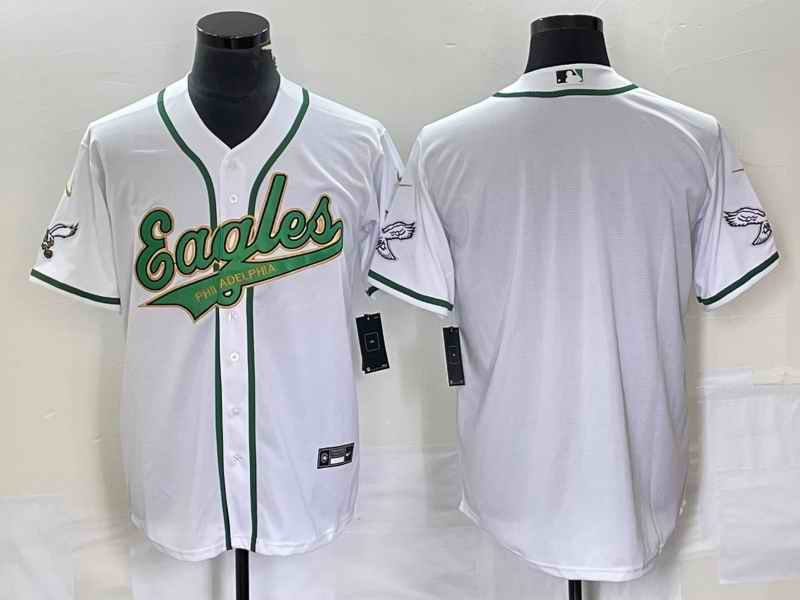 Men's Philadelphia Eagles Blank White Gold Cool Base Stitched Baseball Jersey