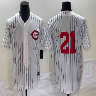 Men's Cincinnati Reds #21 Hunter Greene White Field of Dreams Stitched Baseball Jersey