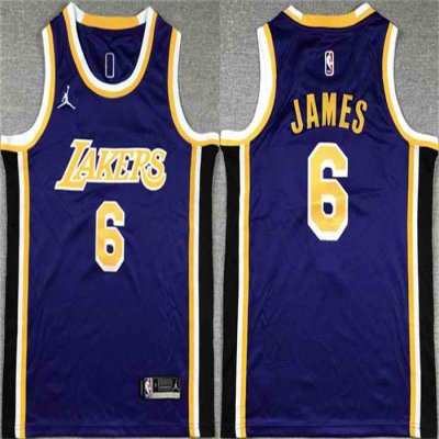 Youth Los Angeles Lakers #6 LeBron James Purple Stitched Basketball Jersey