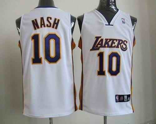 Revolution 30 Lakers #10 Steve Nash White Stitched NBA Jersey