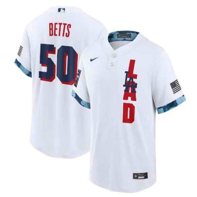 Men's Los Angeles Dodgers #50 Mookie Betts 2021 White All-Star Cool Base Stitched MLB Jersey