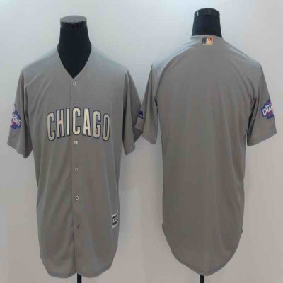 Men's Chicago Cubs Blank Gray World Series Champions Gold Program Cool Base Stitched MLB Jersey