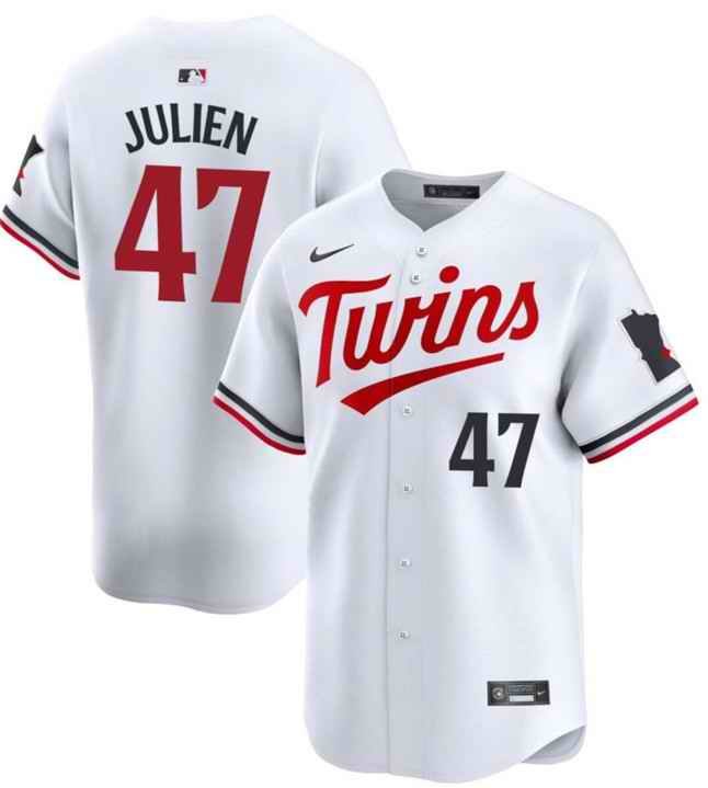 Men's Minnesota Twins #47 Edouard Julien White 2024 Home Limited Stitched Baseball Jersey