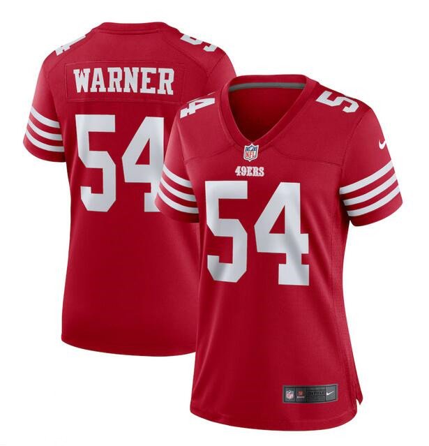 Women's San Francisco 49ers #54 Fred Warner Red Stitched Jersey(Run Small)