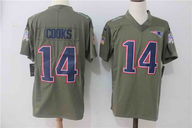 Men's Nike New England Patriots #14 Brandin Cooks Olive Salute To Service Limited Stitched NFL Jersey