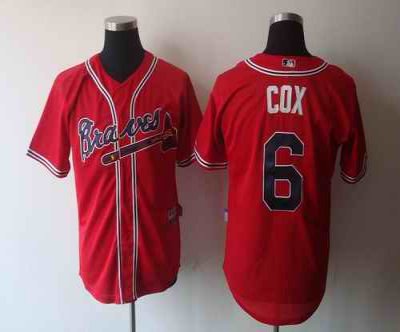 Braves #6 Bobby Cox Red Stitched MLB Jersey