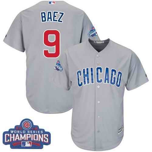 Cubs #9 Javier Baez Grey Road 2016 World Series Champions Stitched Youth MLB Jersey