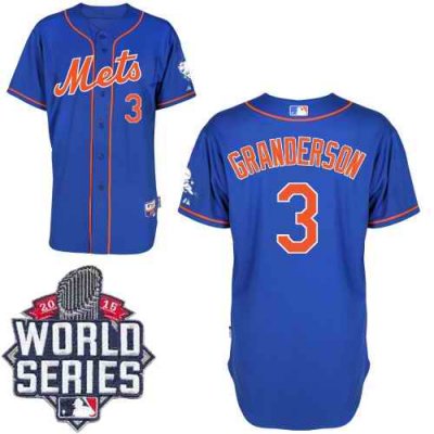 Mets #3 Curtis Granderson Blue Alternate Home Cool Base W/2015 World Series Patch Stitched MLB Jersey