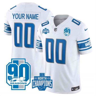 Men's Detroit Lions Active Player Custom White  2023 F.U.S.E. 90th Anniversary NFC North Division Champions Vapor Limited Stitched Football Jersey