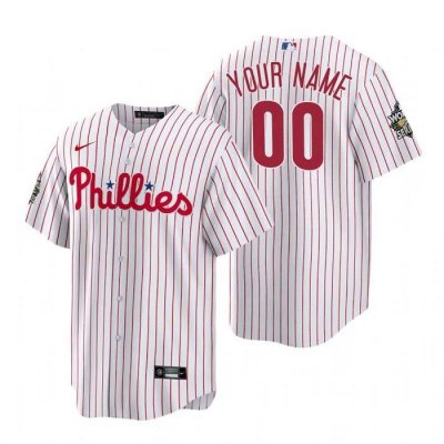 Men's Philadelphia Phillies Customized White 2022 World Series Cool Base Stitched Baseball Jersey