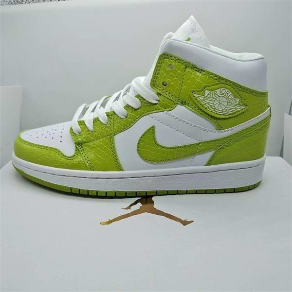 Women's Running Weapon Air Jordan 1 Green/White Shoes 0210