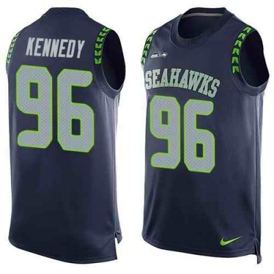 Nike Seahawks #96 Cortez Kennedy Steel Blue Team Color Men's Stitched NFL Limited Tank Top Jersey