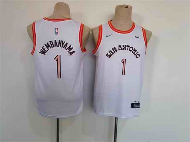 Youth San Antonio Spurs #1 Victor Wembanyama White City Edition Stitched Jersey