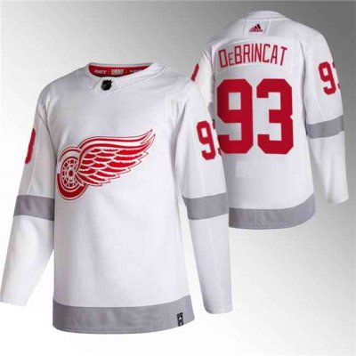 Men's Detroit Red Wings #93 Alex DeBrincat White 2020-21 Reverse Retro Stitched Jersey