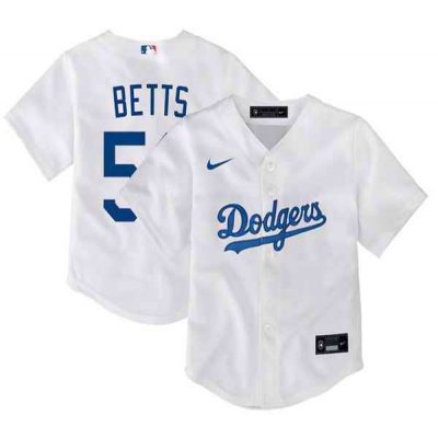 Toddler Los Angeles Dodgers #50 Mookie Betts White Stitched Baseball Jersey