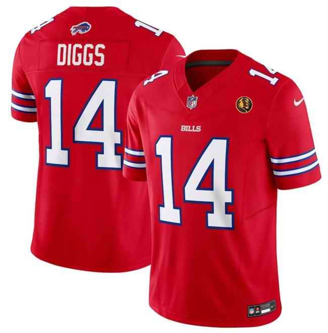 Men's Buffalo Bills #14 Stefon Diggs Red 2023 F.U.S.E. With John Madden Patch Vapor Limited Stitched Football Jersey