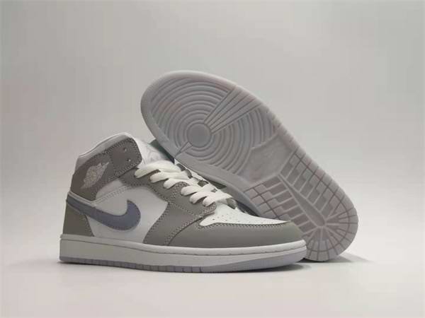 Women's Running Weapon Air Jordan 1 Grey/White Shoes 0135