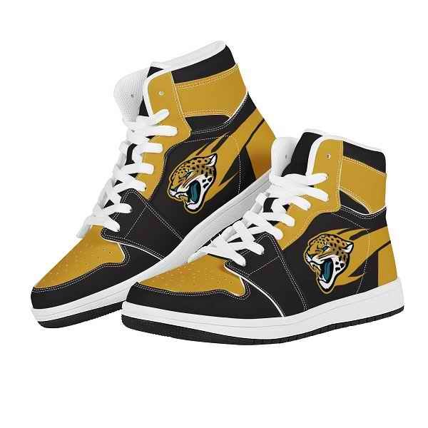 Women's Jacksonville Jaguars High Top Leather AJ1 Sneakers 001