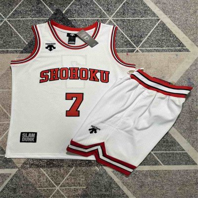 Men's Shohoku #7 Ryota Miyagi  White Stitched Basketball Jersey And Shorts Suit