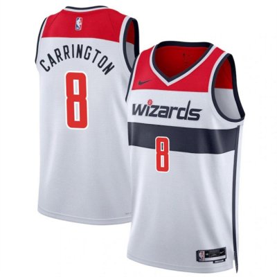 Men's Washington Wizards #8 Carlton Carrington White Association Edition Stitched Basketball Jersey