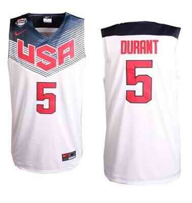 Nike 2014 Team USA #5 Kevin Durant White Stitched NBA Jersey