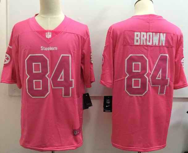 Men's Nike Steelers #84 Antonio Brown Pink Limited Rush Stitched NFL Jersey