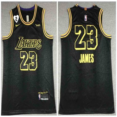 Men's Los Angeles Lakers #23 LeBron James 2020Black City Edition With GiGi Patch Stitched Jersey