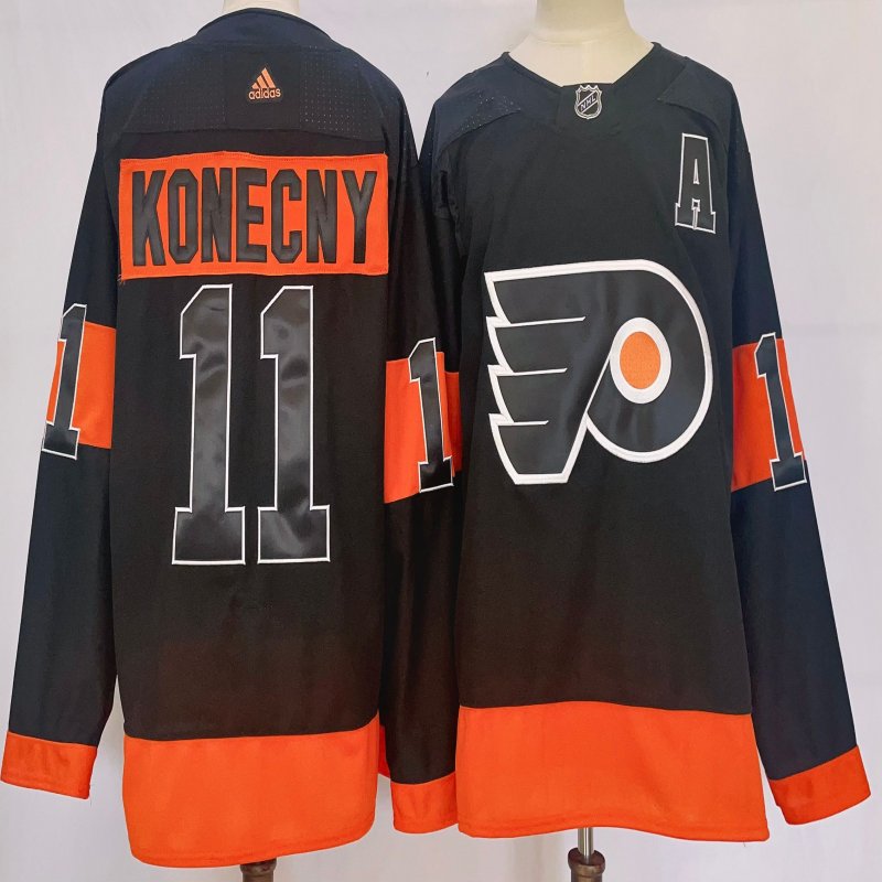 Men's Philadelphia Flyers #11 Travis Konecny Black 2024 Stitched Jersey