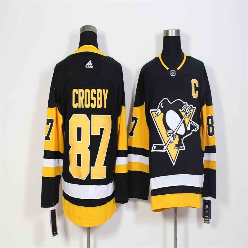 Men's Pittsburgh Penguins #87 Sidney Crosby Black Stitched NHL Jersey