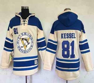 Penguins #81 Phil Kessel Cream Sawyer Hooded Sweatshirt Stitched NHL Jersey