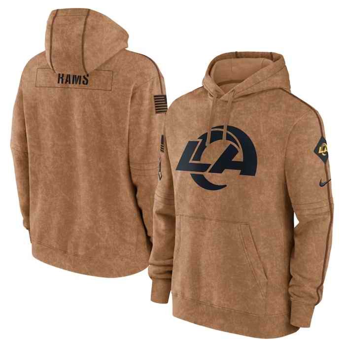 Men's Los Angeles Rams 2023 Brown Salute to Service Pullover Hoodie