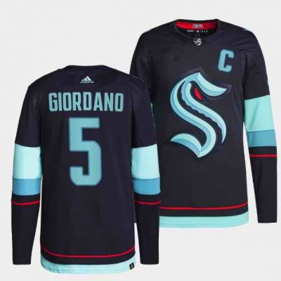 Men's Seattle Kraken 5 Mark Giordano Navy Stitched Jersey