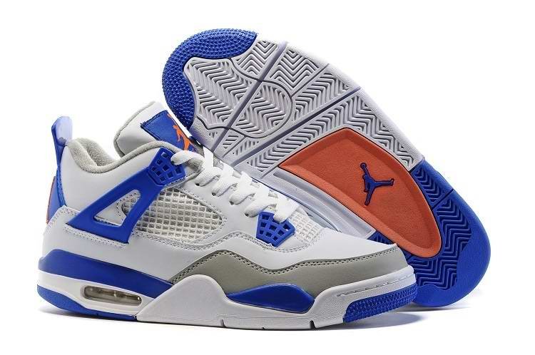 Running weapon Cheap Air Jordan 4 Retro Men White/Blue/Grey